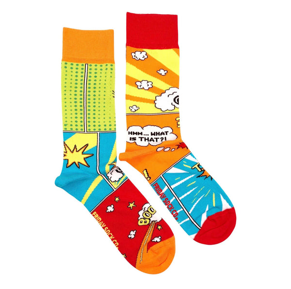 Comic Book Mismatched Socks M
