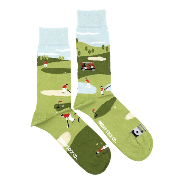 Funny Golf Scene Mismatched Socks M