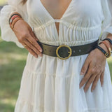 Wide Brass-Toned Single Ring Belt