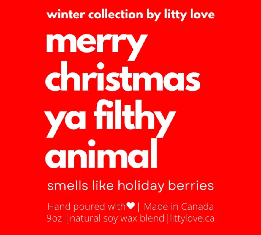 Merry Christmas, Ya Filthy Animal - Funny Holiday Gift Candle 9oz.