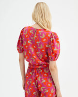 Hibiscus Print Cut-Out Blouse