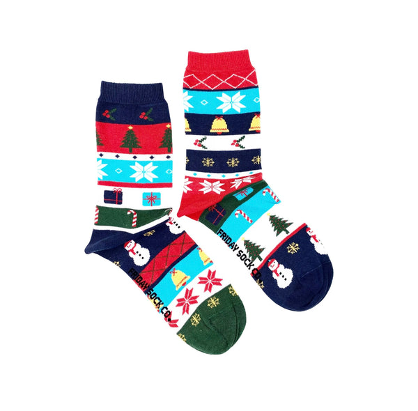 Ugly Christmas Sweater Mismatched Socks