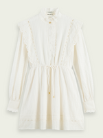 Organic Cotton Shirt Dress with Lace Detail