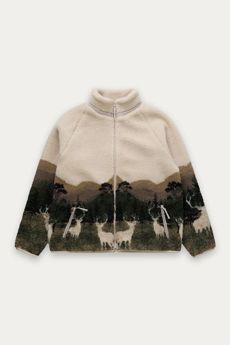 Printed Sherpa Jacket - Elk Wildlife
