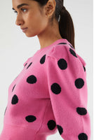 Polka Dot Puff Sleeve Sweater