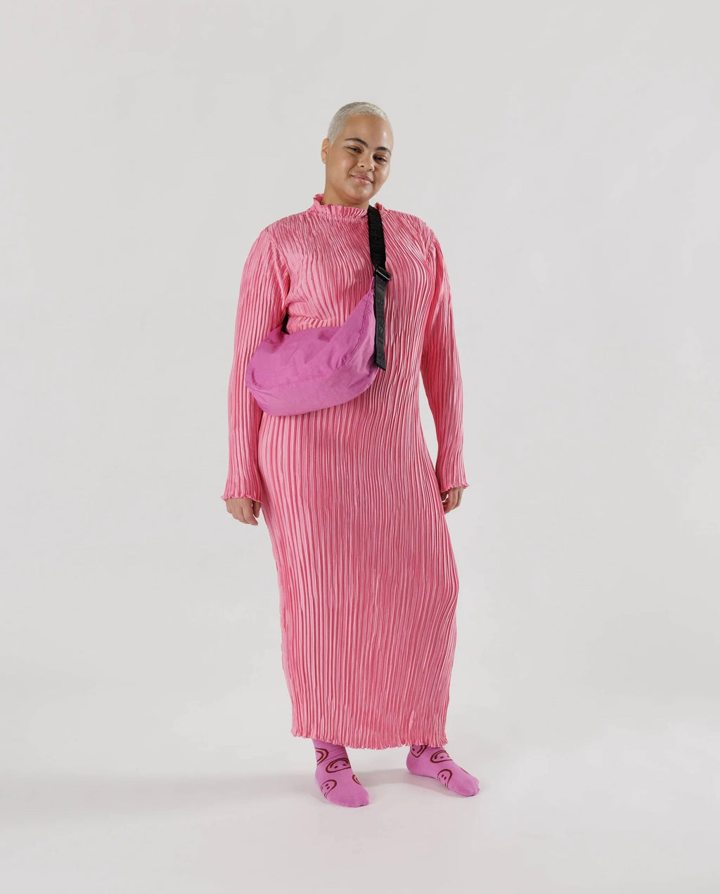 Medium Nylon Crescent Bag - Extra Pink