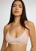 The Micro Lace Trim Bralette - Pink Plaid