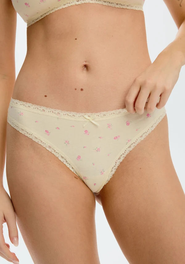 The Cotton Lace Trim Thong