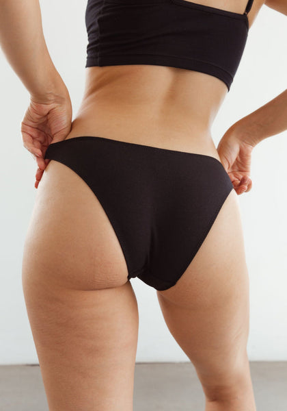 The Cotton Low Rise Bikini - Black