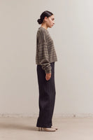 Striped Drop Shoulder Sweater - Tapenade