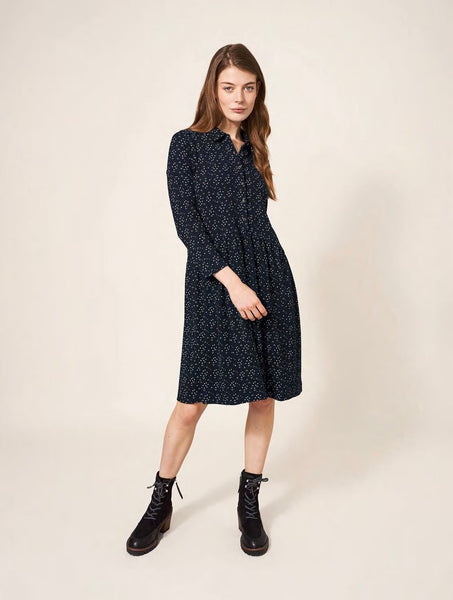 Everly Rib Jersey Shirt Dress - Black Multi