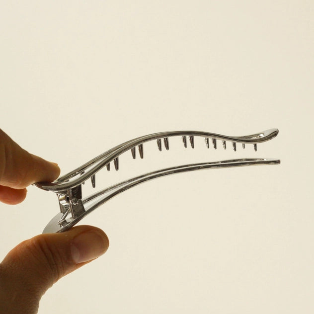 Long Metal Hair Claw Clip - Silver