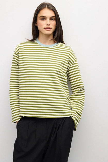 The Jessie Top - Olive/Cream/Blue