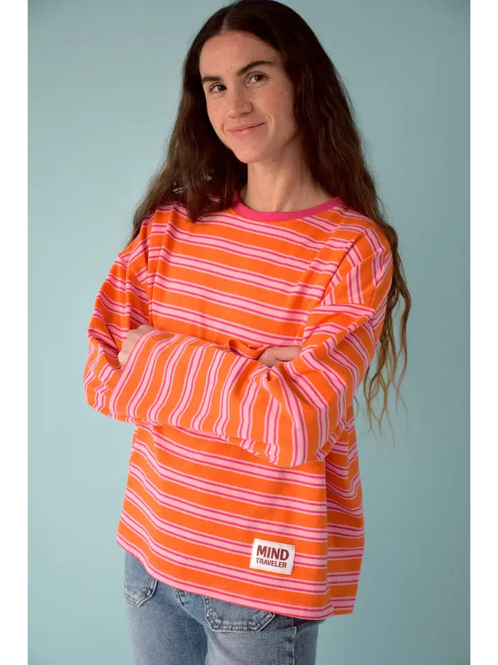 Nuria Orange And Fuchsia Long Sleeve Shirt