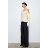 Cecily Asymmetrical Tie Sweater - Oatmeal