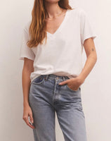 Girlfriend V Neck Tee - White