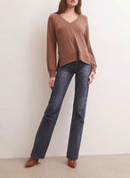 Wilder Cloud V Neck Long Sleeve Top - Penny