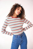 Long Sleeve Baby Rib Tee - Dazed Stripe Brick