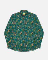 Crane Print Long Sleeve Shirt