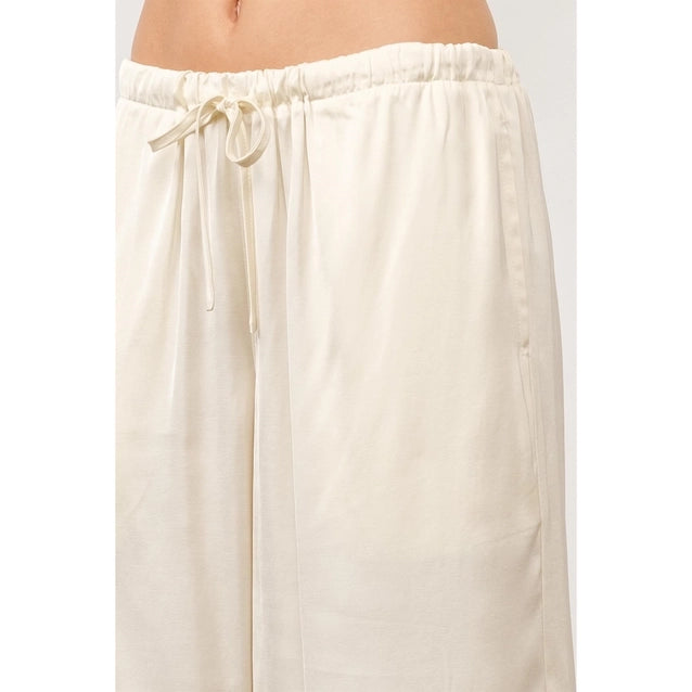 Lily Relaxed Fit Satin Long Shorts - Ivory