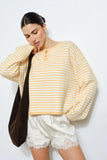 Etta Striped Henley Knit Sweater
