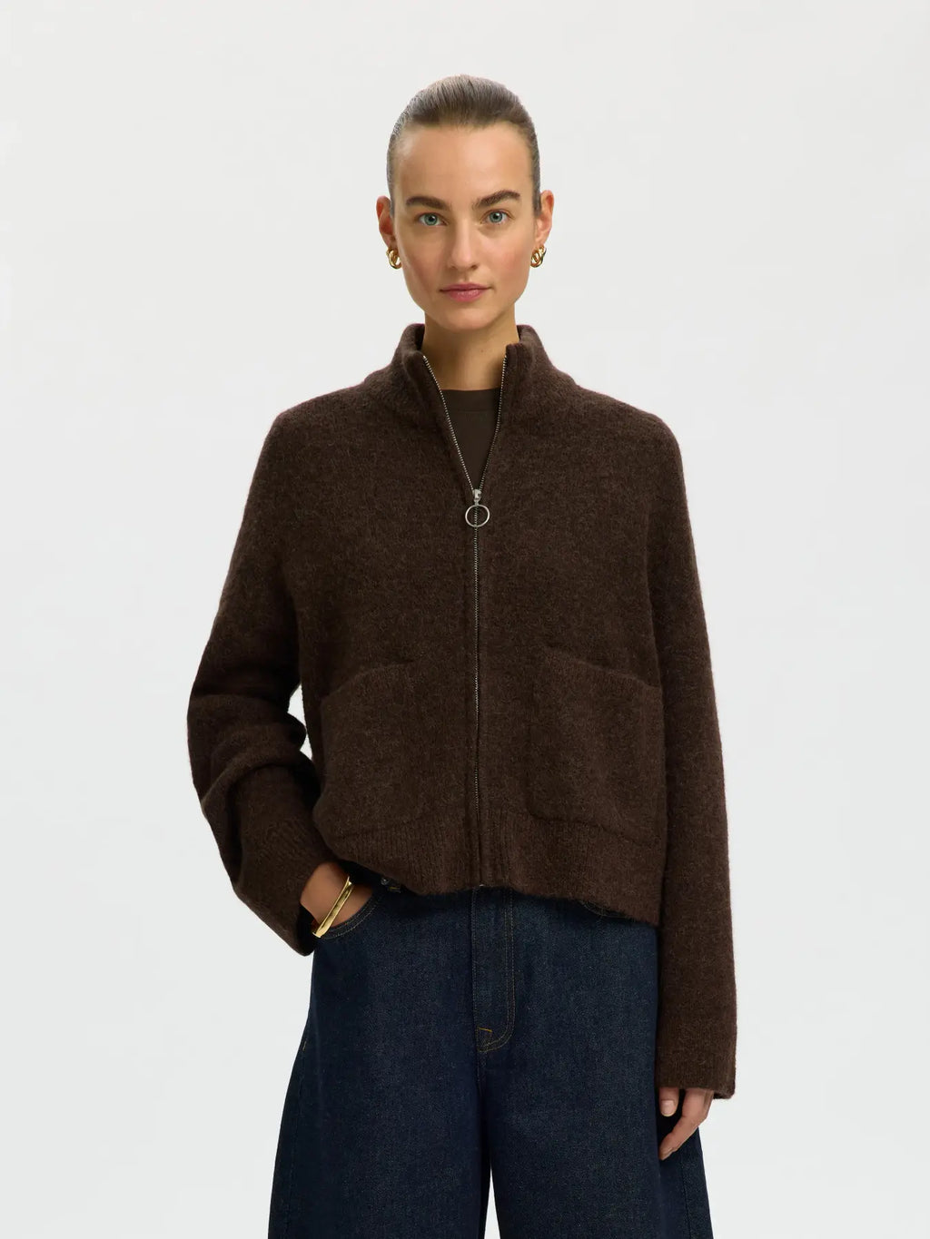 Sia Knit Zip Cardigan - Delicioso Melange