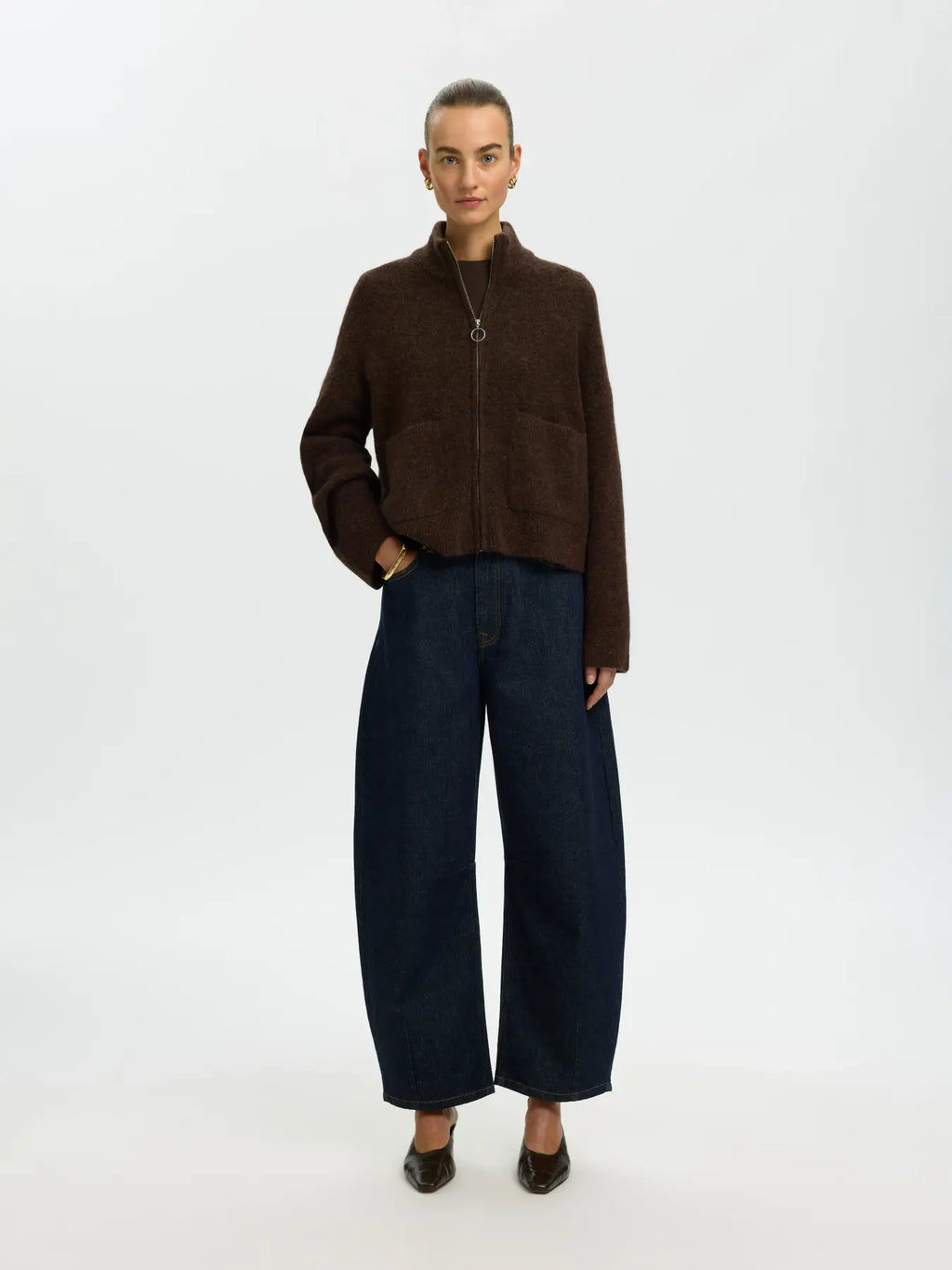 Sia Knit Zip Cardigan - Delicioso Melange