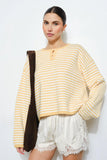 Etta Striped Henley Knit Sweater