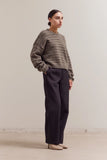 Striped Drop Shoulder Sweater - Tapenade