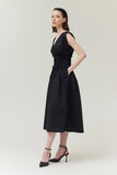 Smocked Waist Cotton Dress - Black