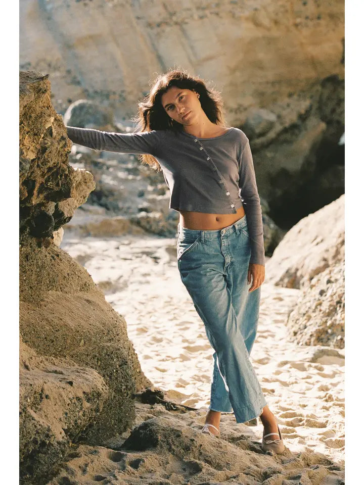Organic Slant Cardi - Lavender