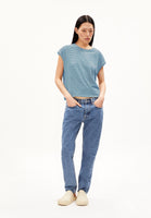 Oneliaa Lovely Stripes Organic Cotton T Shirt - Blueniverse/Light Desert