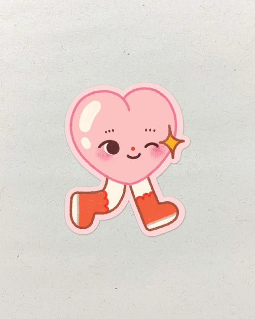 Walking Heart Kiss Cut Vinyl Sticker