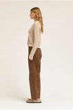 Poplin Cotton Loose Fit Pants - Tobacco