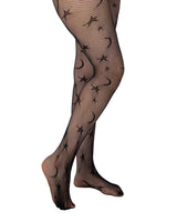 Star & Moon Net Tights - Black