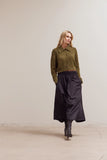 Button Up Collar Neck Cardigan - Dark Moss