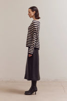 Stripe Off Shoulder Knit - Black