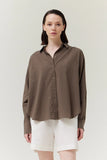 Shirred Back Cotton Shirt - Umber