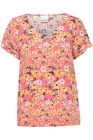 Vera V Short Sleeve - Carmine Flower