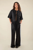 Nena Satin Lace Trim Track Pants