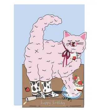 Hey Cat Die Cut Birthday Card
