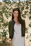 Striped Button Up Cardigan - Chestnut