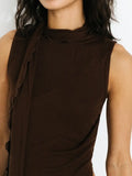 Asymmetrical Tie-Neck Flowy Sleeveless Top