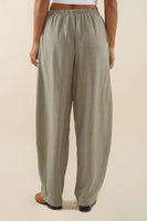 Long Linen Lantern Pant - Sage