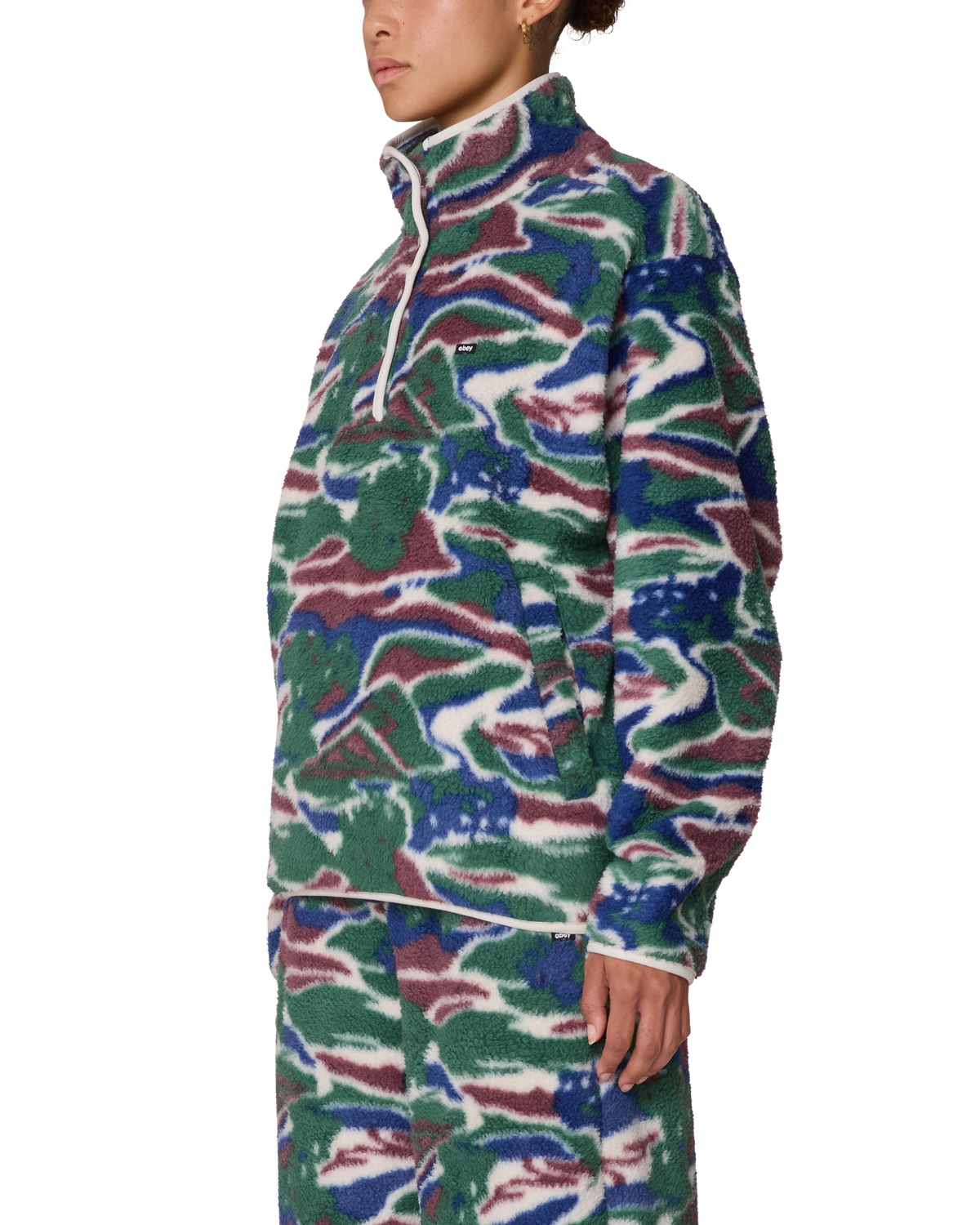 Pastures Mock Neck Pullover - Green Multi