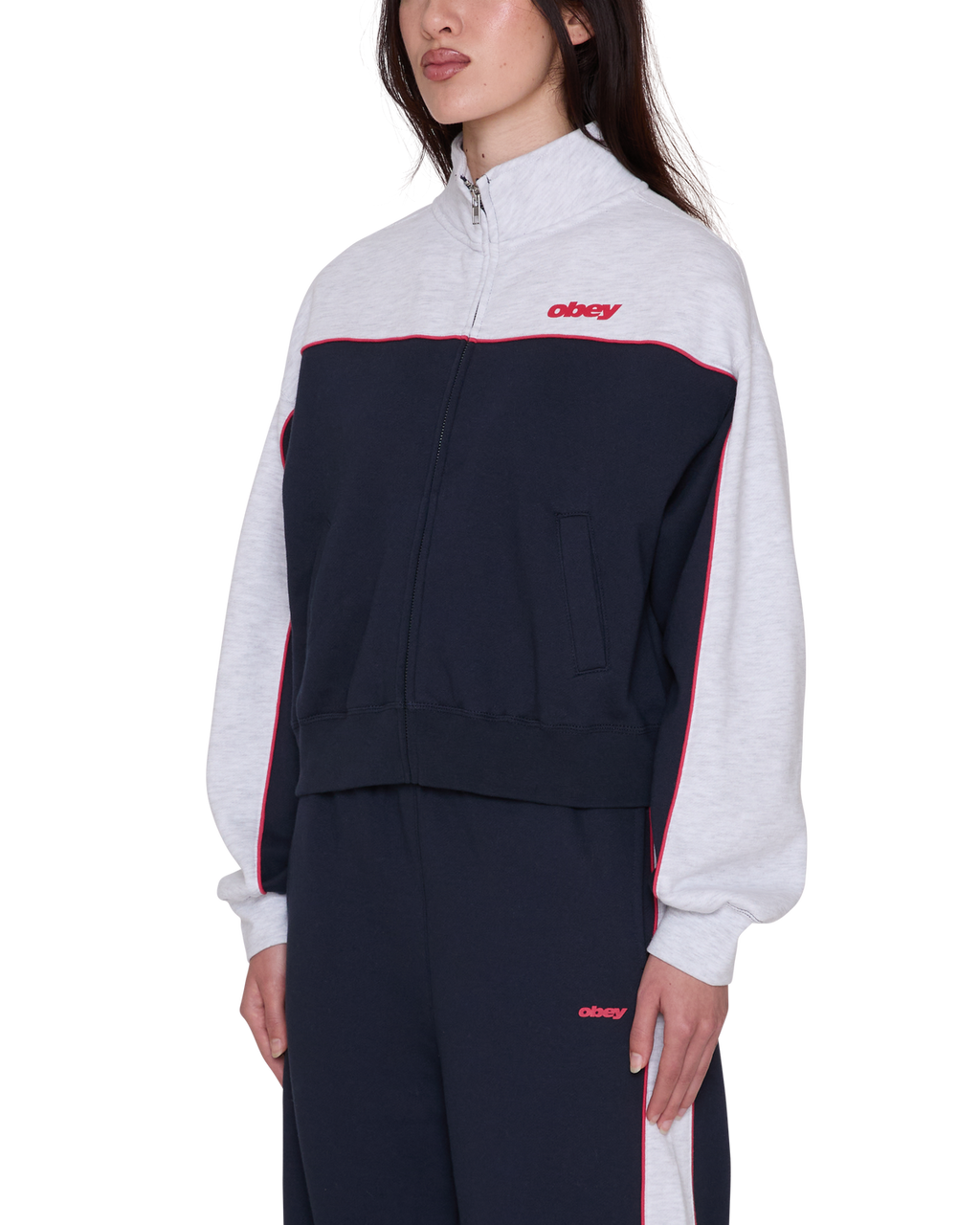 Zeno Mock Neck Zip Up - Dark Navy Multi