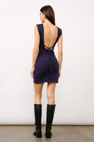 Audrey Button-Front Open-Back Mini Dress