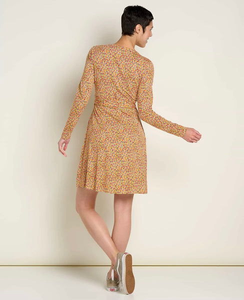 Cue Long Sleeve Wrap Dress Barley Ditsy Print Purr Clothing Calgary