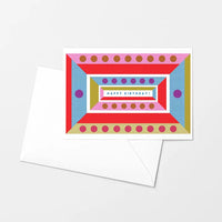 Happy Birthday Geometric Risograph Card