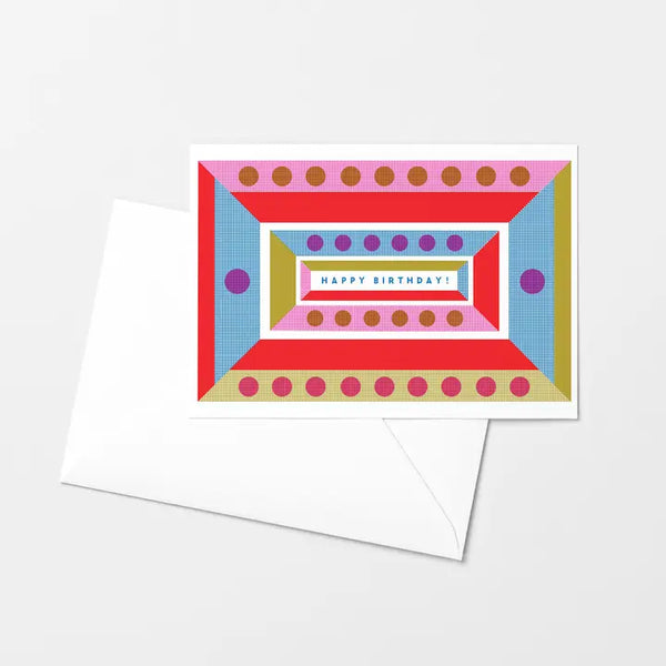 Happy Birthday Geometric Risograph Card